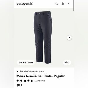 NWT Patagonia Men's Terravia Trail Pants - Sunken Blue 32x31